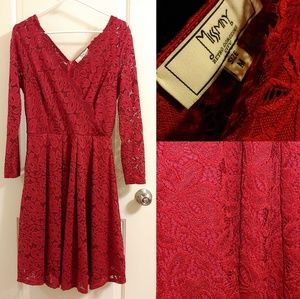 MISSMAY Red Lace Floral Dress
